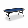10 Player Foldable Poker Table, Blackjack Texas Holdem Poker Table with Padded Rails and Stainless Steel Cup Holders, Portable Folding Card Board Game Table, 84' Oval Casino Leisure Table
