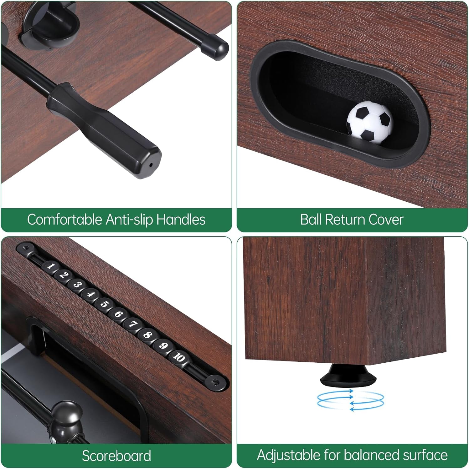 Foosball Table, Competition-Sized 48In and 55In Game Table for Home & Game Room – Includes 2 Balls & 2 Cup Holders – Classic Indoor Soccer Game