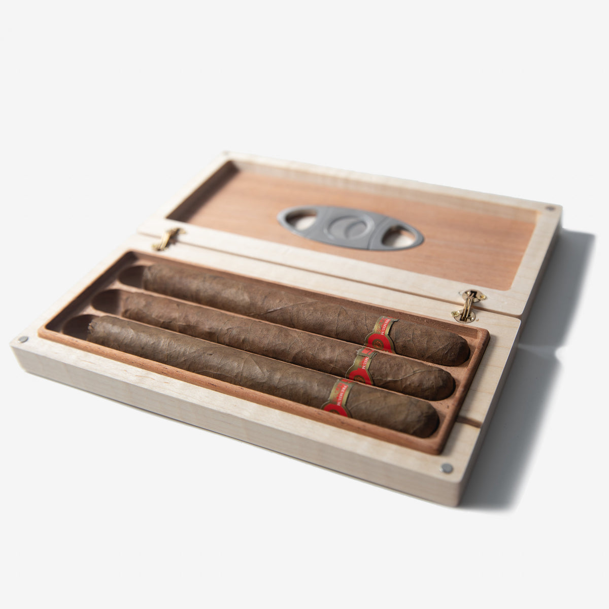 Cigar Travel Case - Redwood Burl Inlay - Personalized Brass Engraving - Spanish Cedar Lining