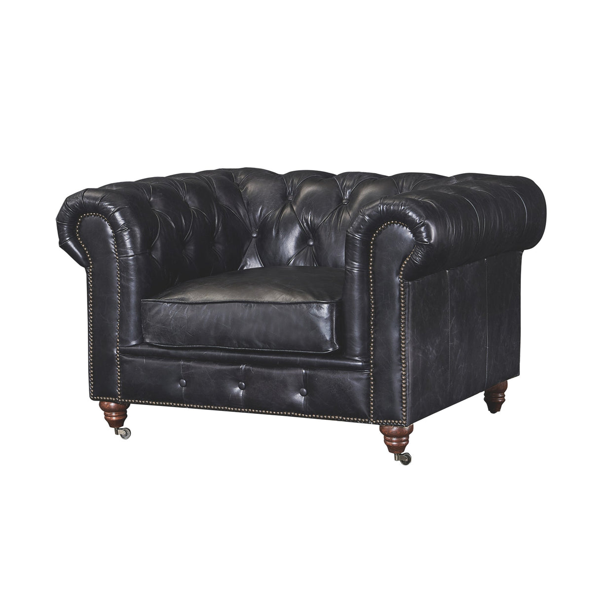 Century Chesterfield Arm Chair - Slate Leather