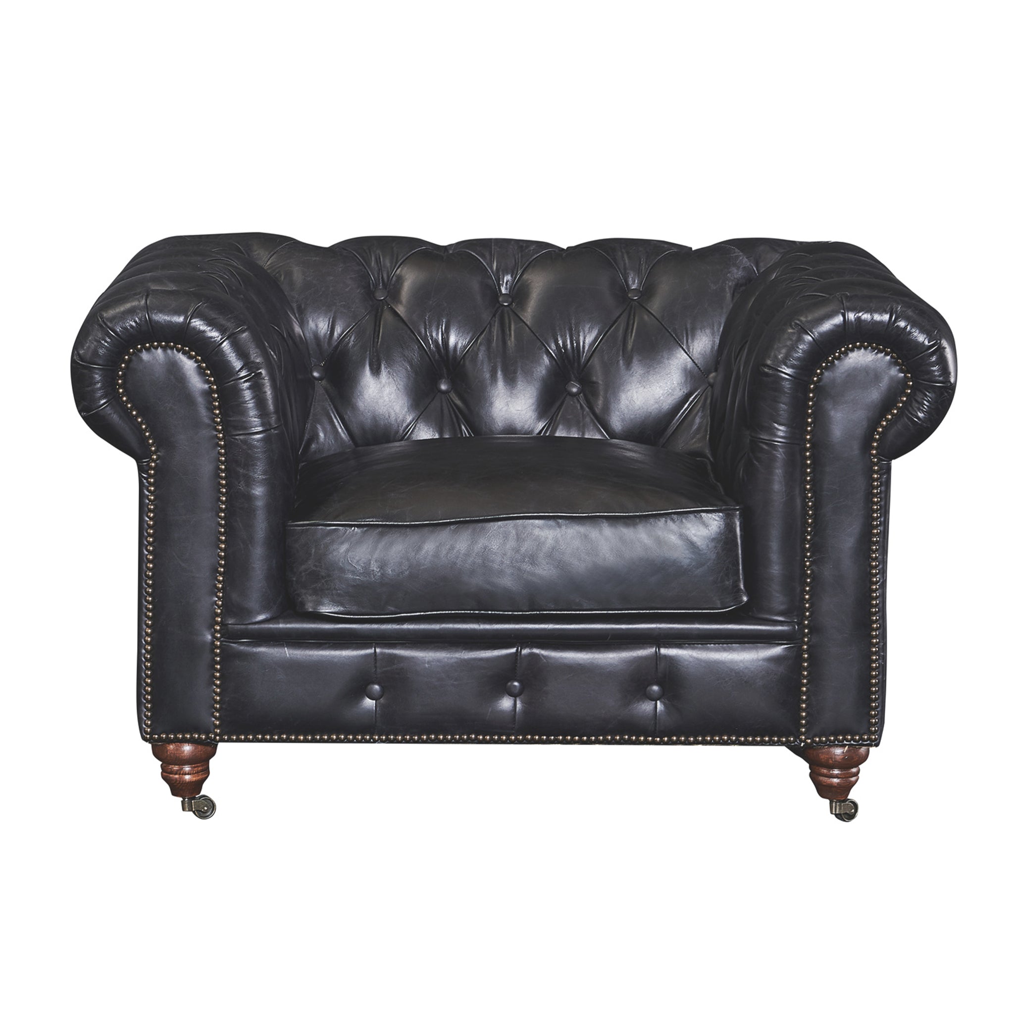 Century Chesterfield Arm Chair - Slate Leather