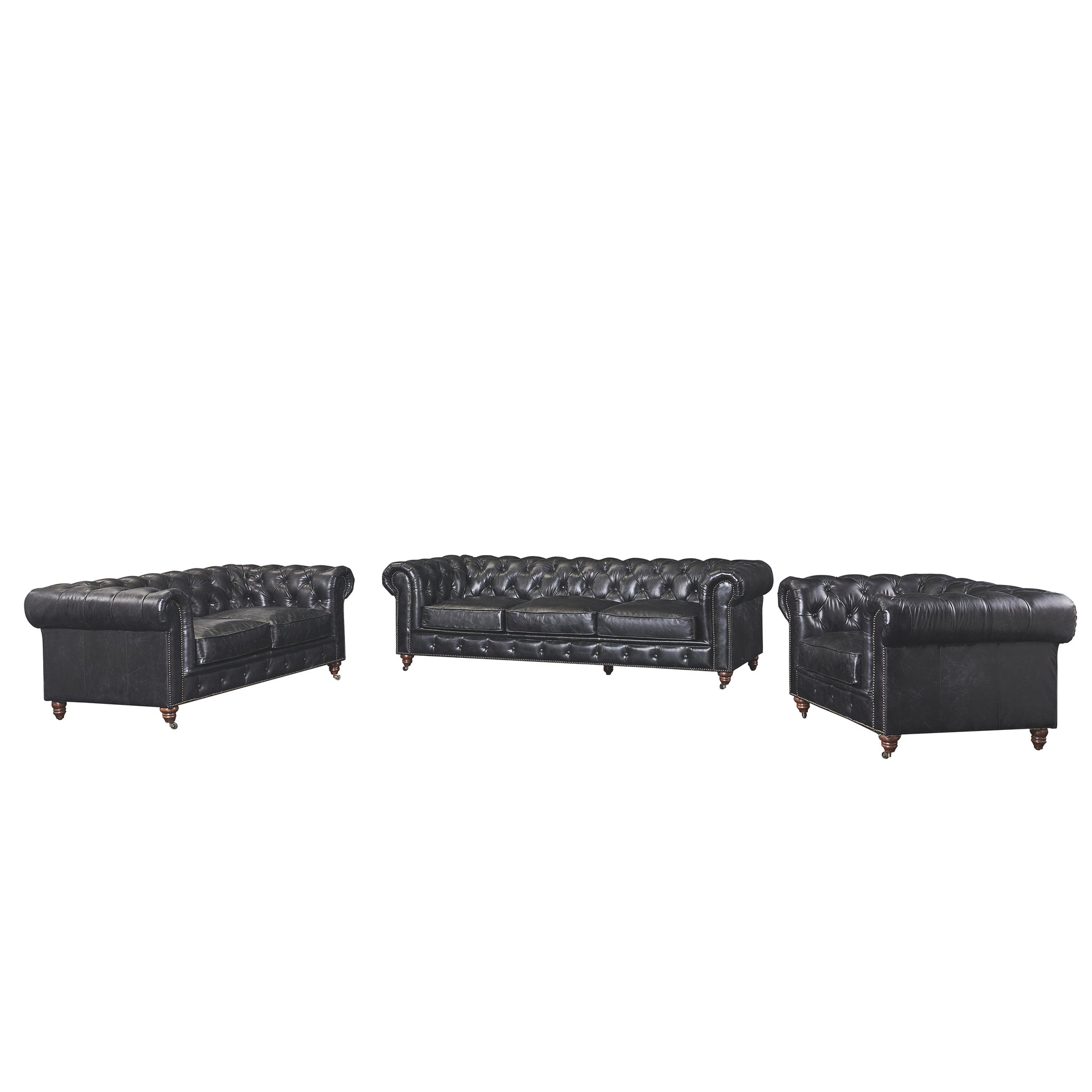 Century Chesterfield Arm Chair - Slate Leather