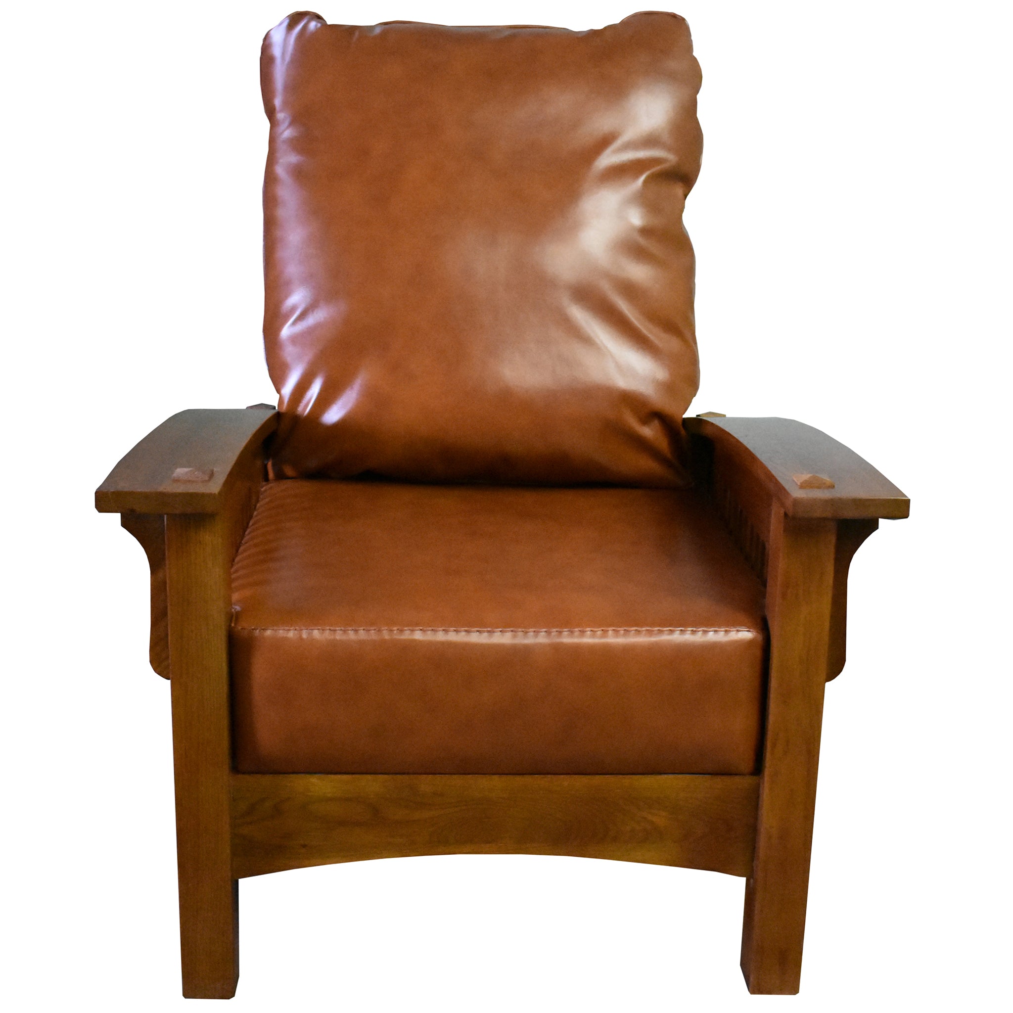 Craftsman-Mission Leather-Oak Morris Arm Chair-Russet Brown