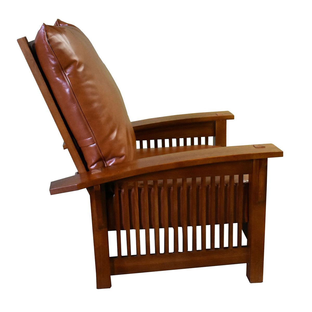 Craftsman-Mission Leather-Oak Morris Arm Chair-Russet Brown