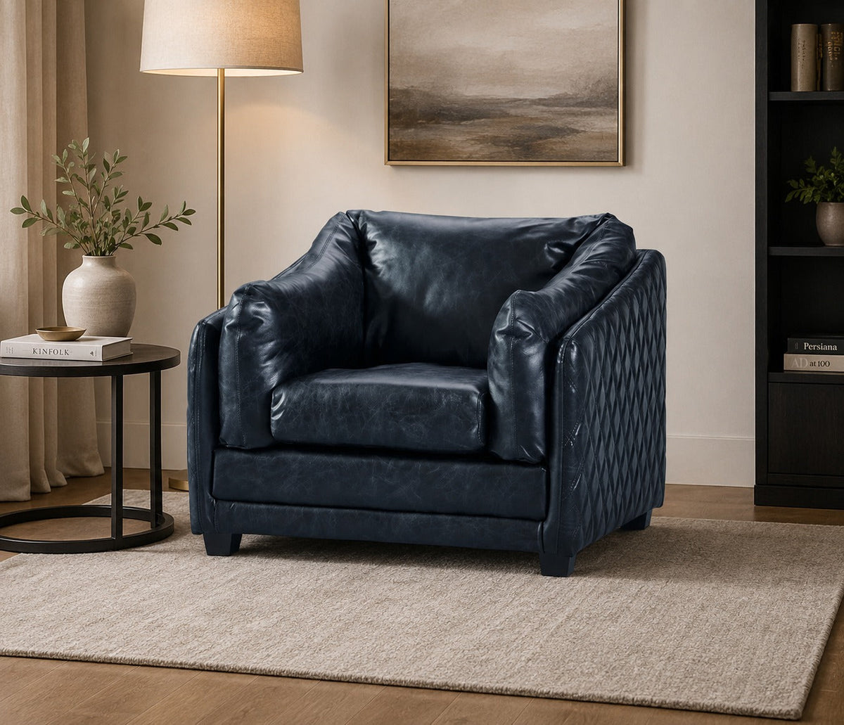 Waco Rustic Modern Arm Chair - Light Brown Leather