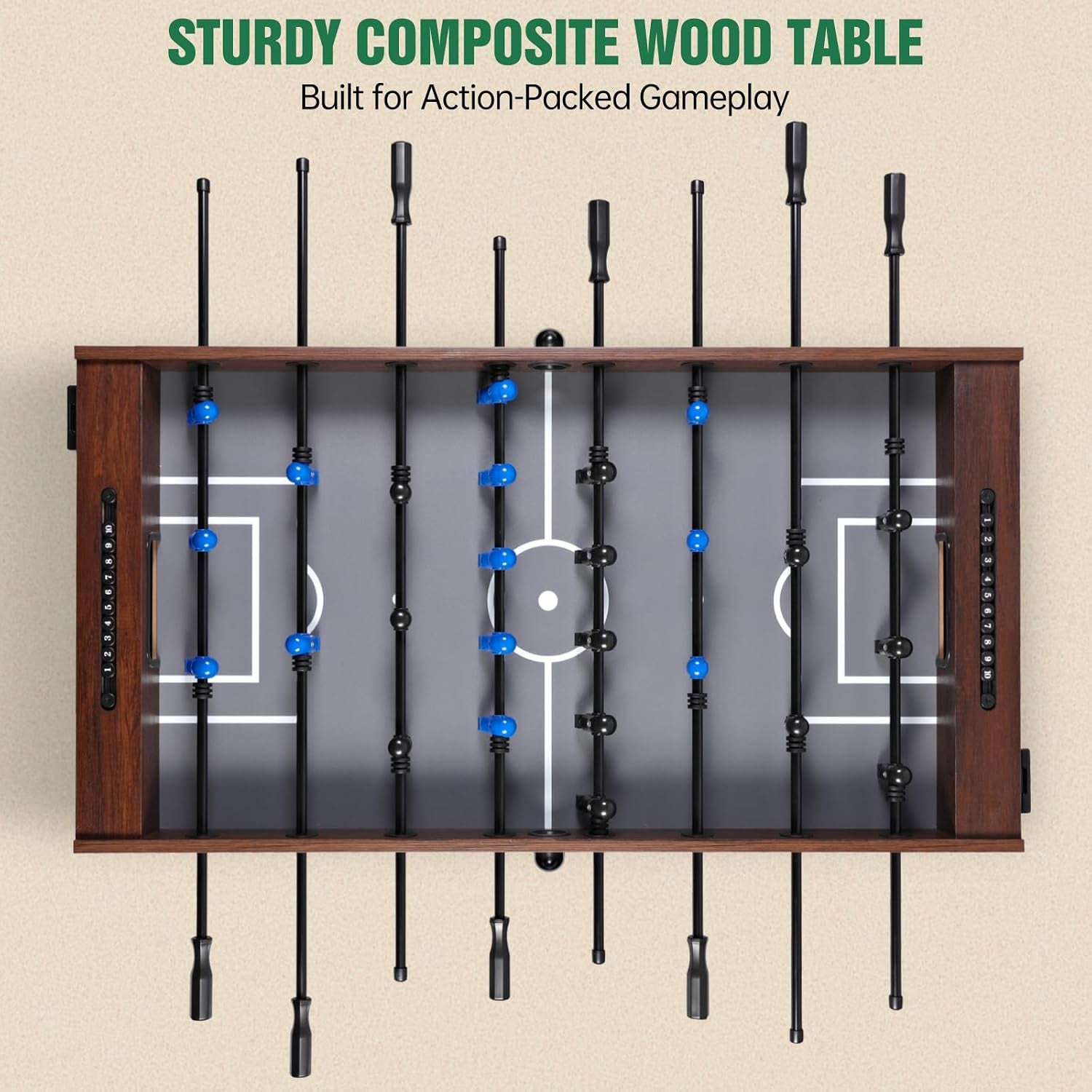 Foosball Table, Competition-Sized 48In and 55In Game Table for Home & Game Room – Includes 2 Balls & 2 Cup Holders – Classic Indoor Soccer Game