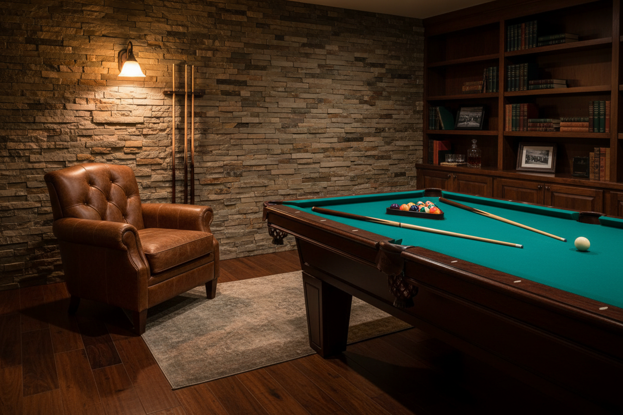 Man Cave Armchair and Pool Table