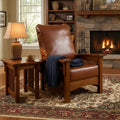 Craftsman-Mission Leather-Oak Morris Arm Chair-Russet Brown